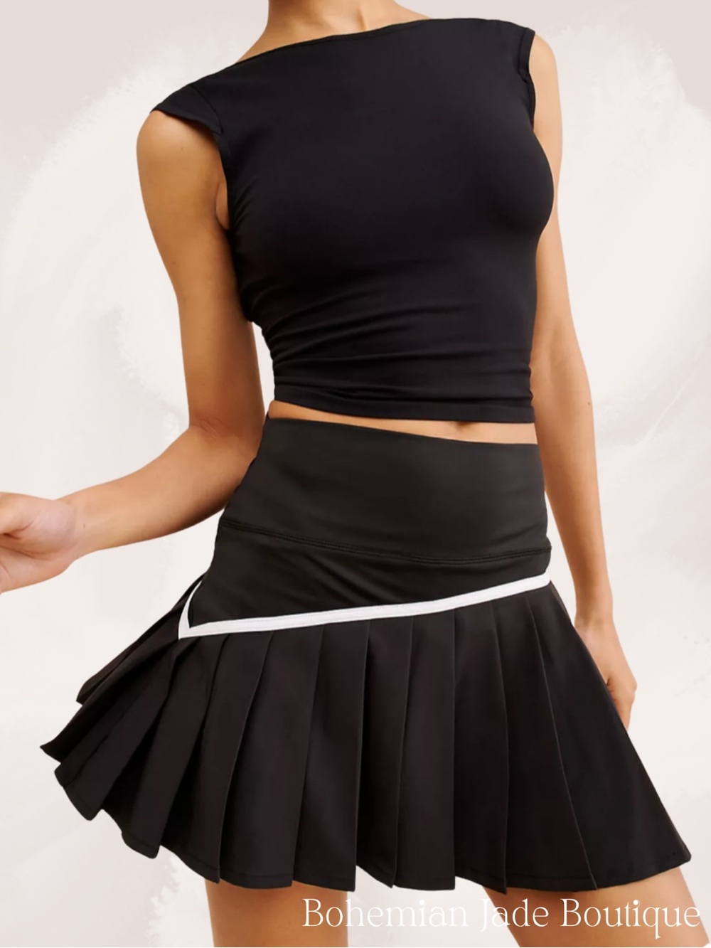 Beach Riot Venus Pleated Tennis Skort Black White Women’s Medium